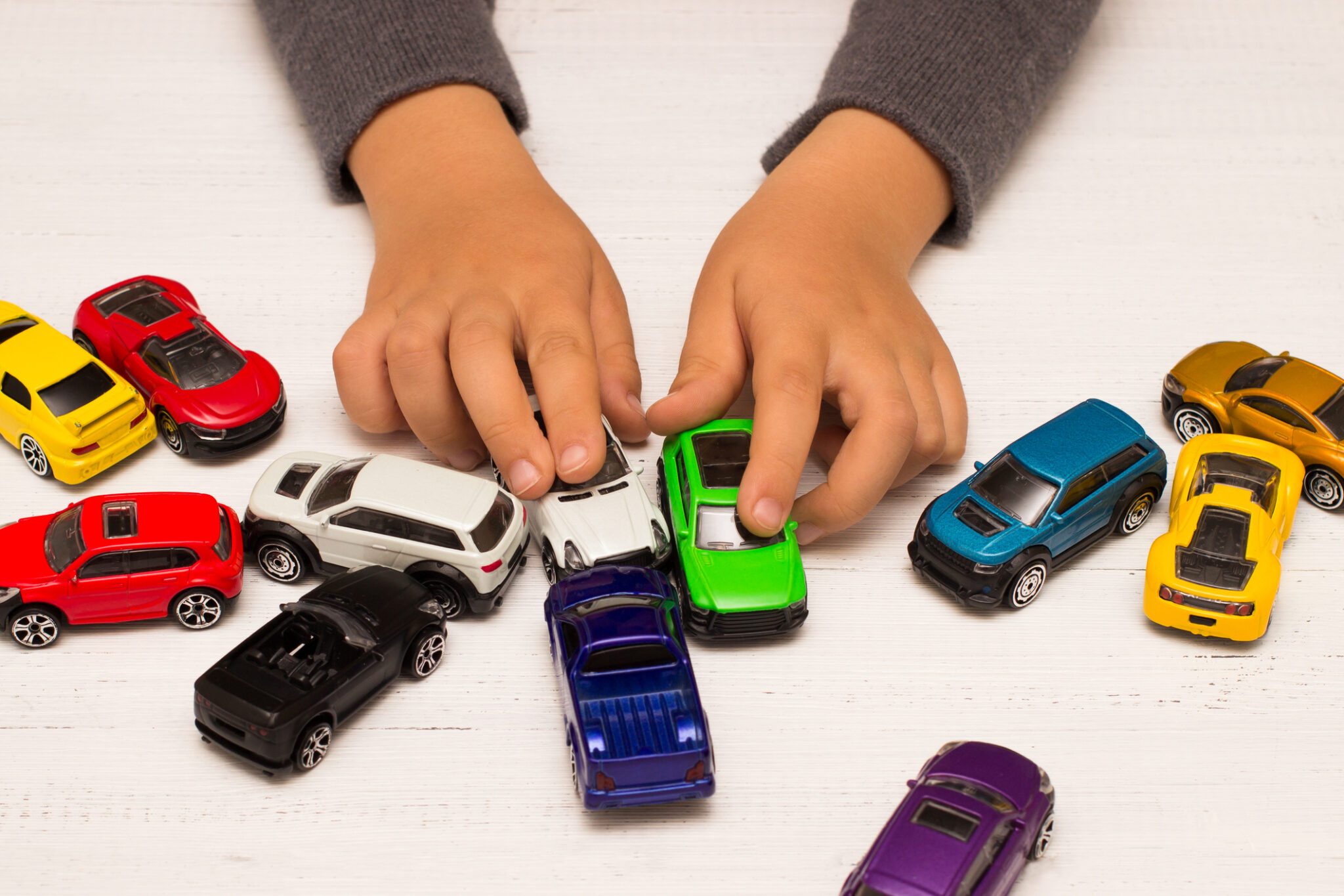 Toy cars and trucks